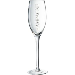 J-Line champagneglas met zilver opschrift - glas - 6 stuks - woonaccessoires