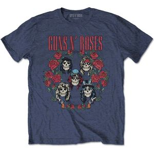 Guns N' Roses - Skulls Wreath Heren T-shirt - L - Blauw