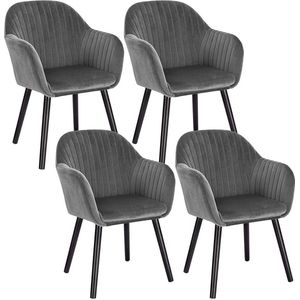 Rootz set van 4 eetkamerstoelen - fluwelen stoelen - comfortabele zitting - eenvoudige montage, duurzaam, ergonomisch ontwerp - 81 cm x 40 cm x 40 cm