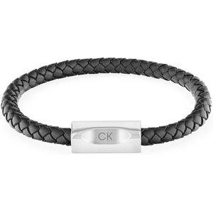 Calvin Klein CJ35000571 Heren Armband - Sieraad - Leer - Zwart - 10 mm breed - 19.5 cm lang