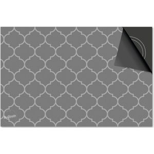 Inductie beschermer 90x52 - afdekplaat inductie mat - Dietrix Kookplaat beschermer - Base - Hexagon - Marokkaanse print grijs