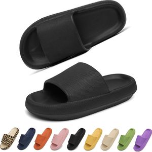 Geweo - Slippers Heren Dames - EVA Badslippers Unisex - Verdikte - Lichtgewicht - Super Zacht aan je Voeten - Anti-Slip en Stevig Voetbed - Anti-lawaai - Zwart - Maat 40/41