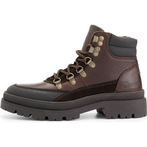 NoGRZ B.Ammanati Dames Leren enkelboots - gevoerde veterschoenen - Donkerbruin Leer