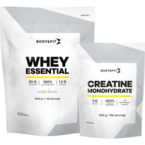Body & Fit Whey Essential Vanille 1000 gram - Eiwitpoeder - Whey Protein + Creatine Monohydrate 500 gram