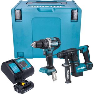 Makita DLX 2278 SA1J accukit + DHP 484 klopboormachine 54 Nm + DHR 171 klopboormachine 1.2 J + 1x oplaadbare accu 2.0 Ah + lader + Makpac