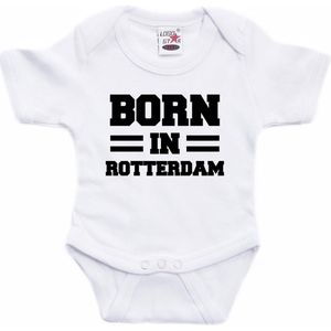 Born in Rotterdam tekst baby rompertje wit jongens en meisjes - Kraamcadeau - Rotterdam geboren cadeau 68