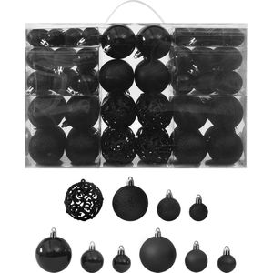 vidaXL - 100-delige - Kerstballenset - zwart