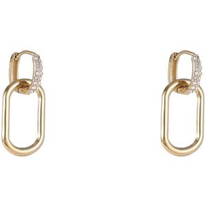 Day&Eve by Go Dutch Label Oorhangers Ovaal Strass Goud