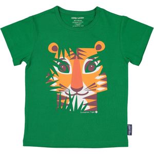 T-shirt - met korte mouwen - van 100% biologisch katoen - Tijger - groen - maat 92