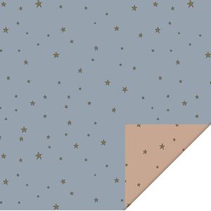 HOP - Cadeaupapier - Kaftpapier - Stars Duo Ice Blue - Warm Pink - 70x300 cm