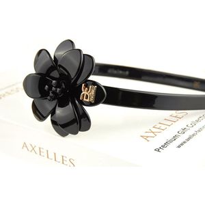 Luxe haarband (sierband) 3D-bloem in-geschenkdoos, zwart.