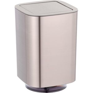 Auron Swing Lid Bin, Silver, 5.5 Litres, Bathroom Bin with Removable Lid, Waste Bin Made of High-Quality Plastic with Iridescent Gloss Surface in Gold, 17.2 x 25.5 x 17.2 cm
