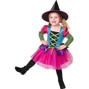 Widmann - Heks & Spider Lady & Voodoo & Duistere Religie Kostuum - Heks Hulla - Meisje - Multicolor - Maat 116 - Halloween - Verkleedkleding