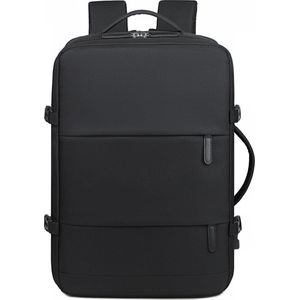 Reisrugzak,Zwarte Rugzak, 35 liter, Handbagage, vak voor 15,6 inch (39,6 cm) laptop, cabinemaat, USB-oplaadaansluiting