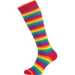 Apollo - Kniekousen met strepen - rainbow kleuren - Maat 41/46 - Kniekousen heren - Kniekousen carnaval - Kniekousen - Carnaval accessoires - Carnaval - Feestkleding