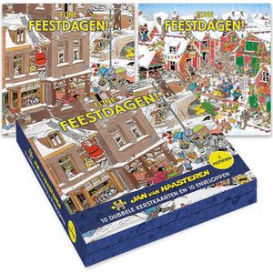 Kaarten - Kerst - Jan van Haasteren - Boom optuigen/Kerstman valt - 10st.