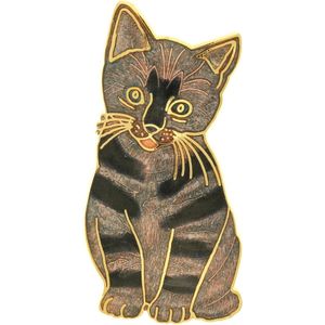 Behave® Broche poes kat kitten bruin emaille