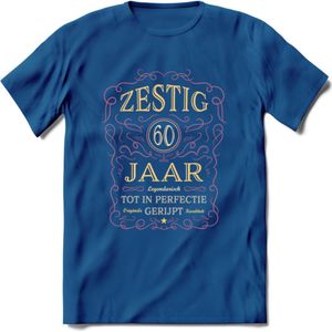 60 Jaar Legendarisch Gerijpt T-Shirt | Oud Roze - Ivoor | Grappig Verjaardag en Feest Cadeau Shirt | Dames - Heren - Unisex | Tshirt Kleding Kado | - Donker Blauw - S