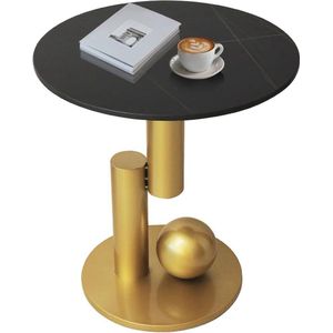 JGS® - Strakke Marmeren Bijzettafel met Metalen Frame Stijlvolle Ronde Salontafel Luxe Woonkamer en Slaapkamer Meubilair-