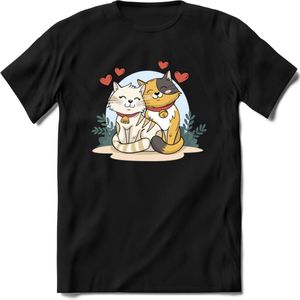 Knuffel kat Valentijn T-Shirt | Grappig Valentijnsdag Cadeautje voor Hem en Haar | Dames - Heren - Unisex | Kleding Cadeau | - Zwart - XL