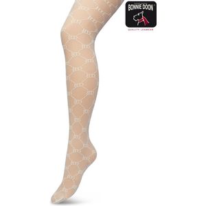 Bonnie Doon Geruite Panty 60 Denier Wit Dames maat S/M - BD logo - Ruitjes Patroon - Print - Gladde Naden - Maximaal Comfort - Bonnie Doon Tights - Chique Panty - Feestelijk - Off White - Ivoor - Crème - Gebroken Wit - Ivory - BP221901.250