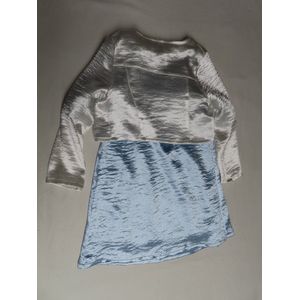 Jurk - Feestleedje in glitter blauw + gilet vestje in glitter wit - 4 jaar 104