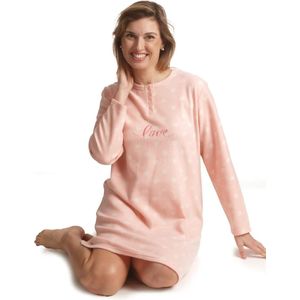 Cocodream Fleece nachthemd dames - Love - Warme winter nachtjapon - S - Roze