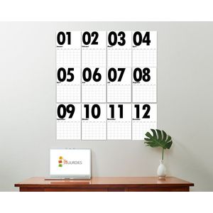 Grote maandelijks muurplanner A3 - Wandkalender - Planner - Eeuwigdurend ongedateerde muurplanner - Maandagstart