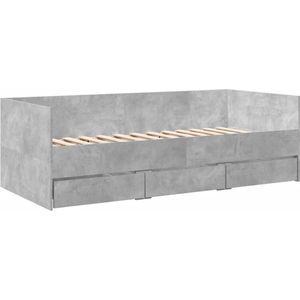 vidaXL - Slaapbank - met - lades - 100x200 - cm - bewerkt - hout - betongrijs
