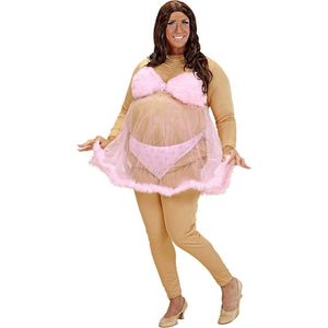 Widmann - Potloodventer & Travestiet Kostuum - Travestiet Vette Stripper Kostuum Man - roze,beige - One Size - Carnavalskleding - Verkleedkleding