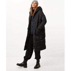 Oversized Gewatteerde Jas Met Capuchon Dames - Zwart - Maat XS/S