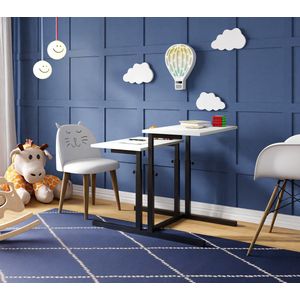 FurniChic, verstelbare moeder- en kind 2-delige tafelset, in hoogte verstelbare tafel, bijzettafel, speeltafel, bureau voor hem en haar, multifunctioneel-Sacramento OAK, 80 x 60 x 43-73 cm (l x b x h)