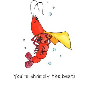 Shrimply the best - Wenskaart met envelop - Valentijnskaart - Compliment - Liefde - Garnaal - Grappig - Engels