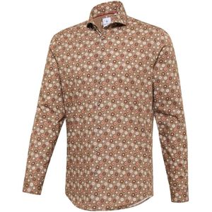 Blue Industry Overhemd Print Camel Bruin - Maat 39 - Heren - Overhemden Casual