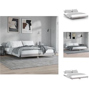 vidaXL Bedframe Grijs Sonoma Eiken - 203 x 163 x 20 cm - Duurzaam Hout - Metalen Poten - Multiplex Lattenbodem - Matras Apart Verkrijgbaar - Bed