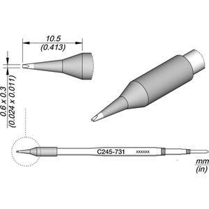 JBC C245 Cartridge beitel 0,6 x 0,3 - Soldering en accessoires - Algemeen solderen - SMD -componenten - Hoge stroomvereisten