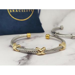 Mei's | Chained Infinity Bangle | dames armband / bangle dames | Stainless Steel / 316L Roestvrij Staal / Chirurgisch Staal | zilver goud / polsmaat 15,5 - 18 cm