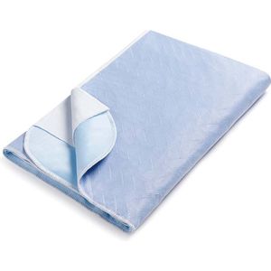 Absorberende Bed Onderlegger blauw 85 x 90 cm - Met instopstrook