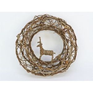 DBT Krans met Rendier Landelijk Natuurlijke Materialen Bruin-Natuaral D 48 cm H 12 cm