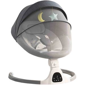 Rustive Babyschommel - Schommelstoel - Elektrische Wieg - Bluetooth - Met Display - Met Timer - 5 Schommelniveaus - Grijs