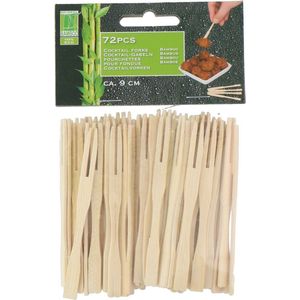 Hapjes/sate prikkers/spiesjes - bamboe hout - 72x stuks - 9 cm - amuse/bbq/feestje - Cocktailprikkers