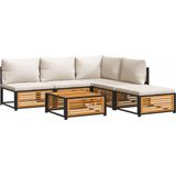 vidaXL - 6-delige - Loungeset - met - kussens - massief - acaciahout