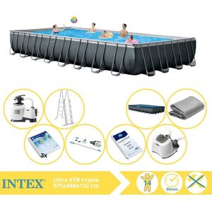Intex Ultra XTR Frame Zwembad - Opzetzwembad - 975x488x132 cm - Inclusief Glasparels, Stofzuiger, Zoutsysteem en Zout