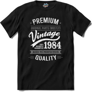 Vintage Legend Sinds 1984 - verjaardag en feest cadeau - Kado tip - T-Shirt - Unisex - Zwart - Maat M