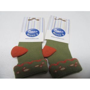 2pack sokken noukie's voor meisje , groen met orange 3-6 maand