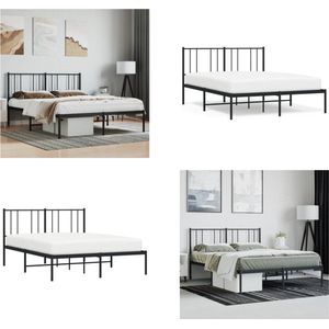 vidaXL Bedframe met hoofdbord metaal zwart 120x200 cm - Bedframe - Bedframes - Tweepersoonsbed - Bed