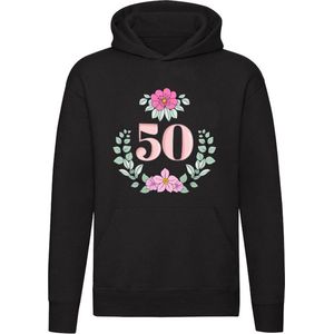 50 jaar bloemenkrans Hoodie - bloemen - verjaardag - feest - 50e - cadeau
