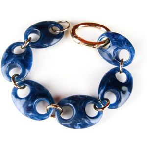 Armband Model Oval met blauwe acryl schakels