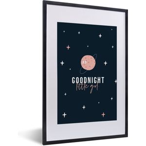 Fotolijst incl. Poster - Quotes - Goodnight little girl - Spreuken - Kinderen - Kids - Baby - Meisjes - 40x60 cm - Posterlijst