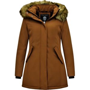 Dames Winterjas met Imitatie Bontkraag - Slim Fit - Bruin